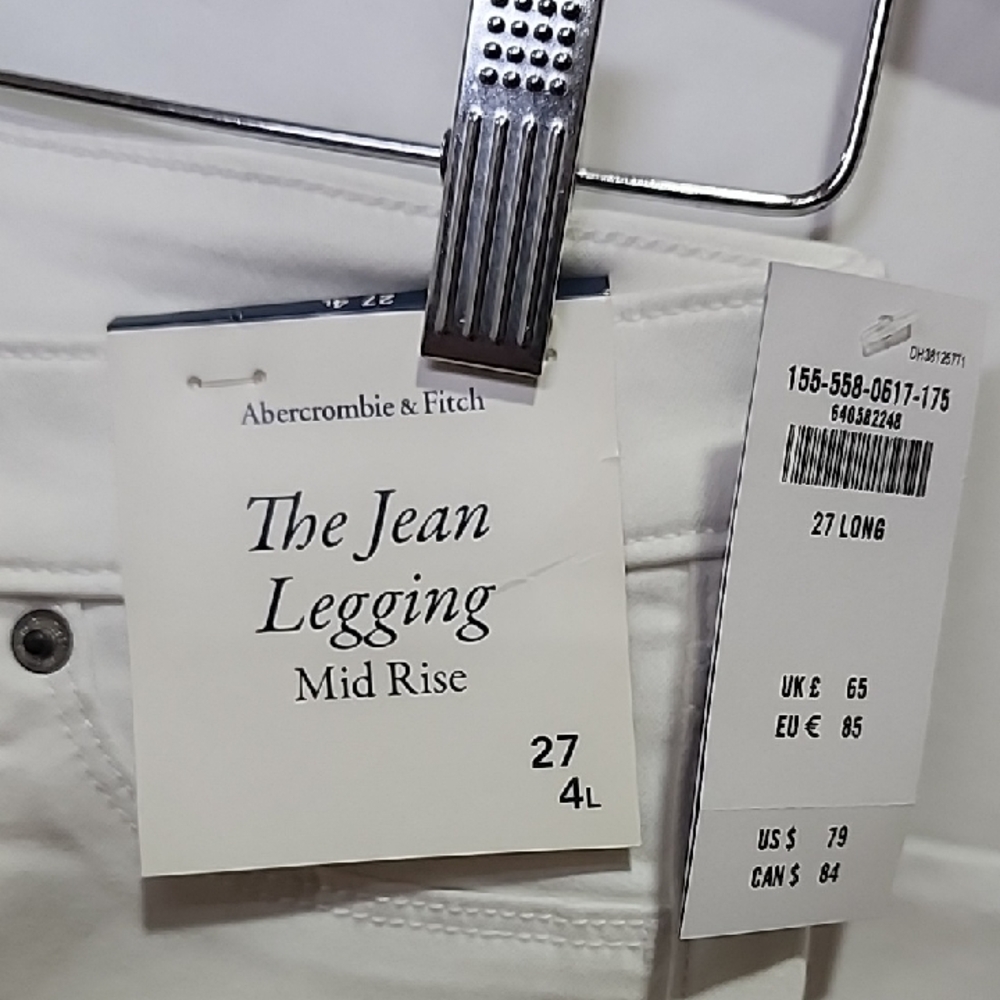 Abercrombie & Fitch White Mid-Rise Jean Leggings - Picture 2 of 5